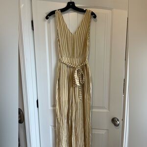 Altar'd State Gold and Cream Striped Maxi Dress
